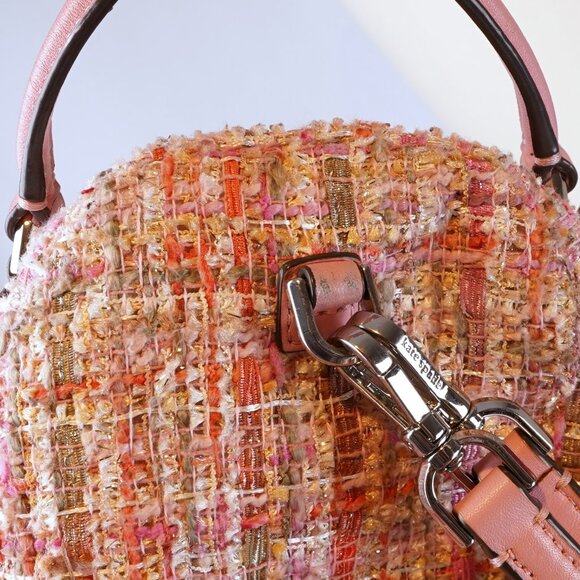Kate Spade Briar Lane Mini Quilted Pink Tweed Leather Convertible Backpack - Picture 8 of 8